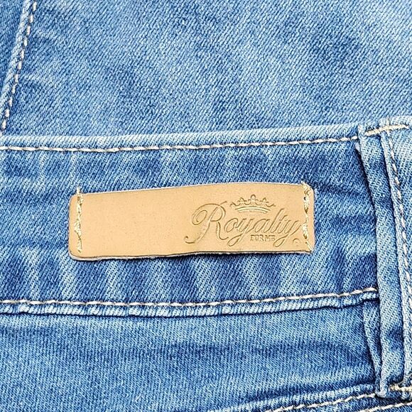 Royalty‎ For Me Mid Rise Ankle Womens Jeans Sz 4 Blue Denim Cuffed Stretch 28x27 - Picture 5 of 13